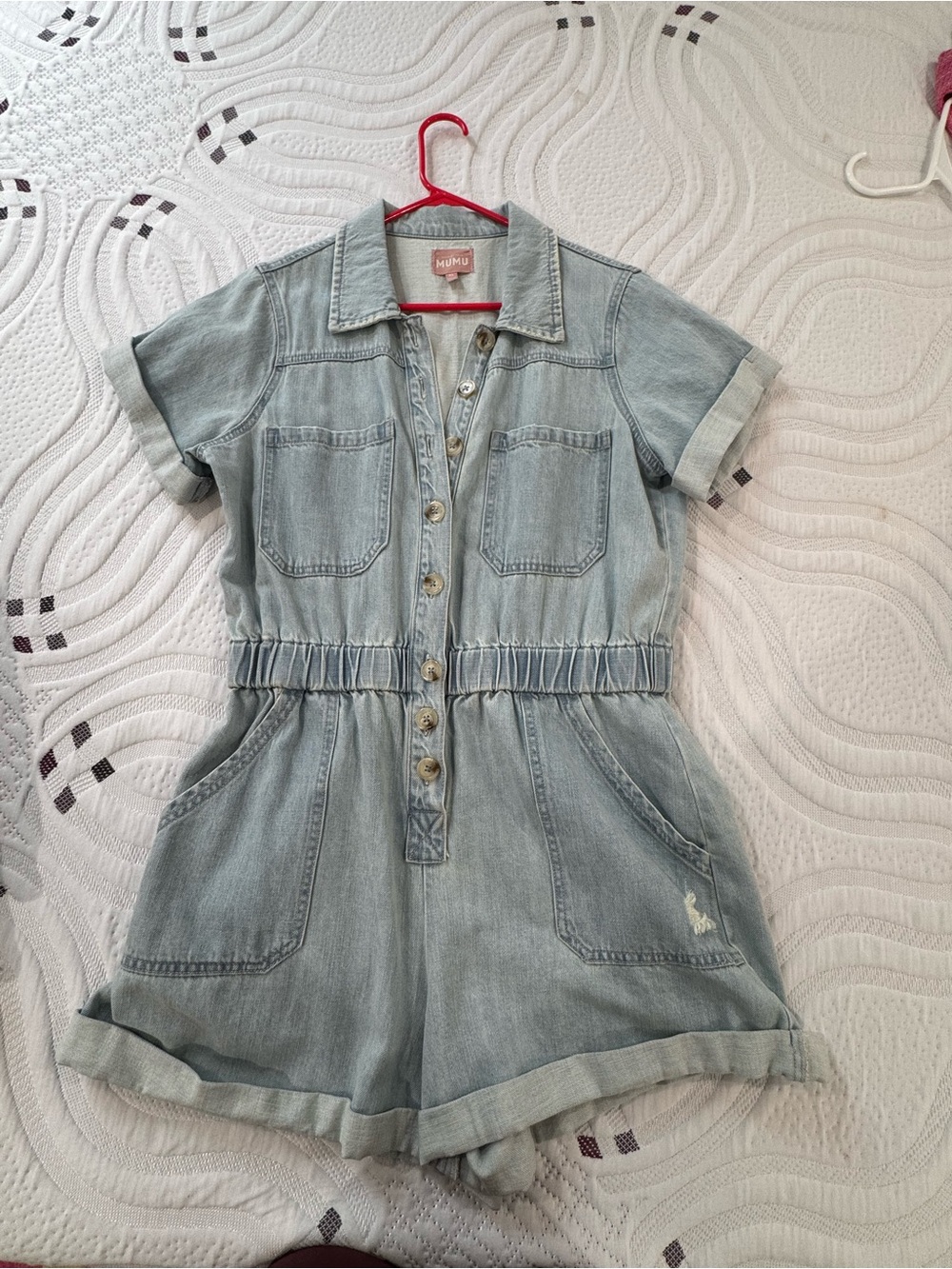 Show Me Your MuMu Light Wash Denim Romper